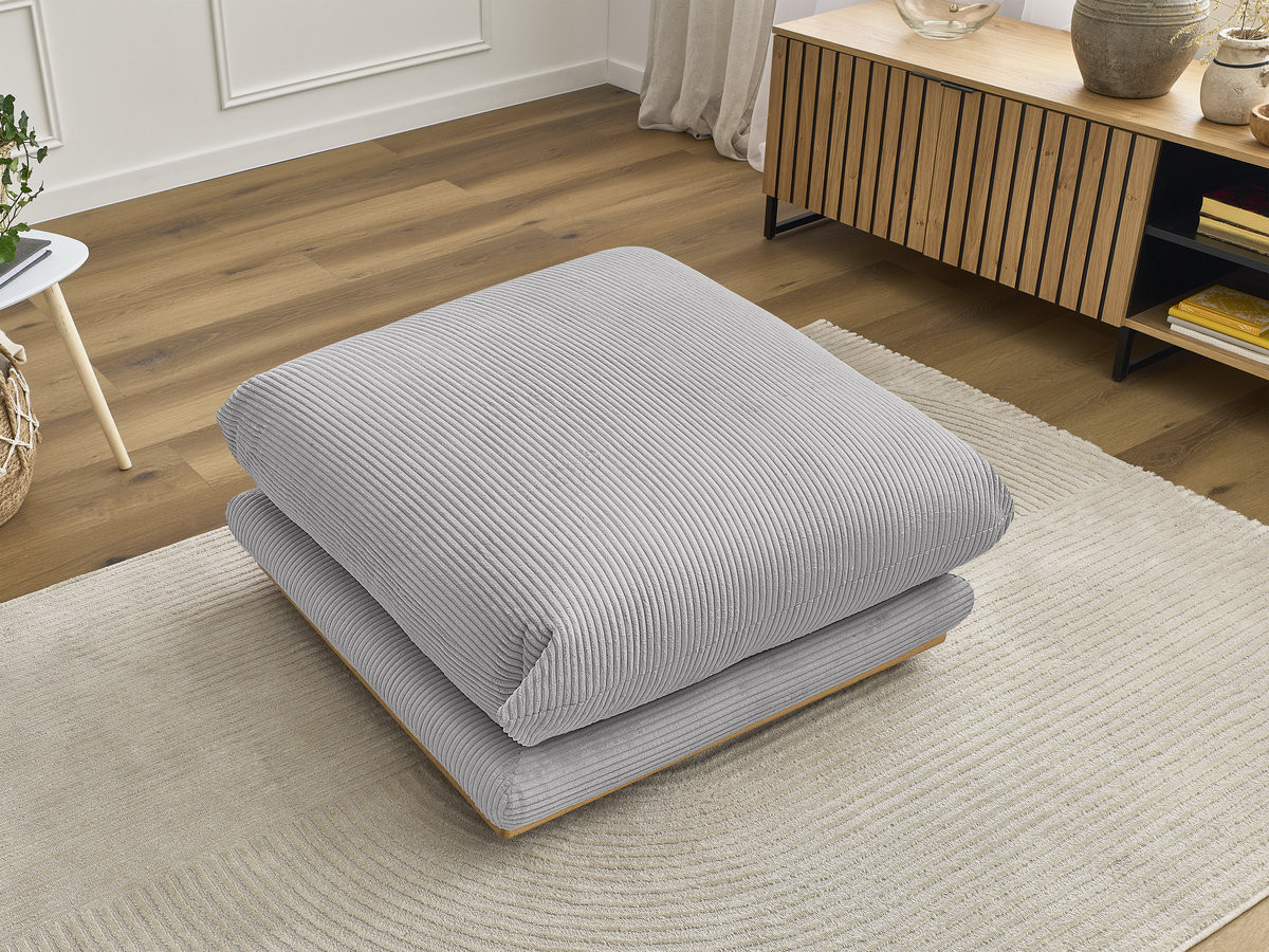 Pouf ERNEST velours côtelé gris clair — vue 5