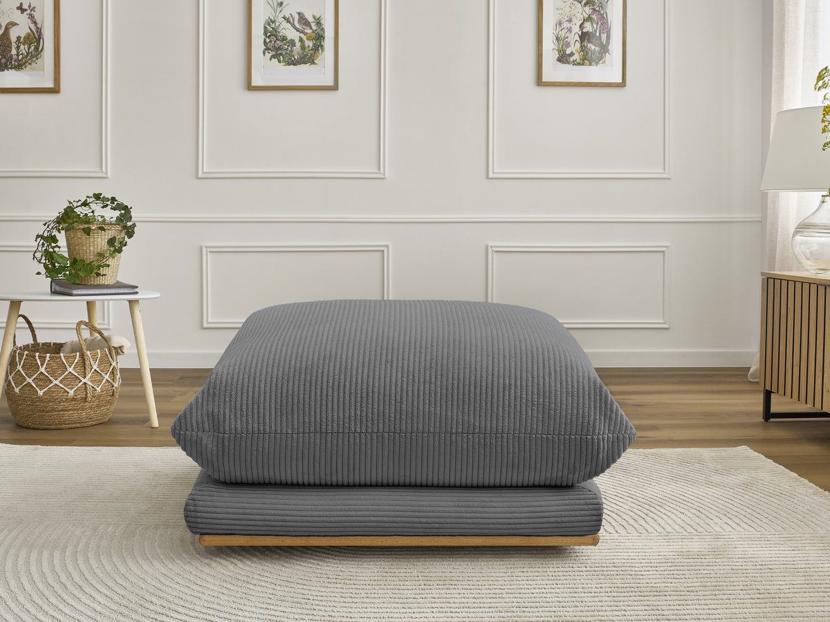 Pouf ERNEST velours côtelé gris foncé — vue 4