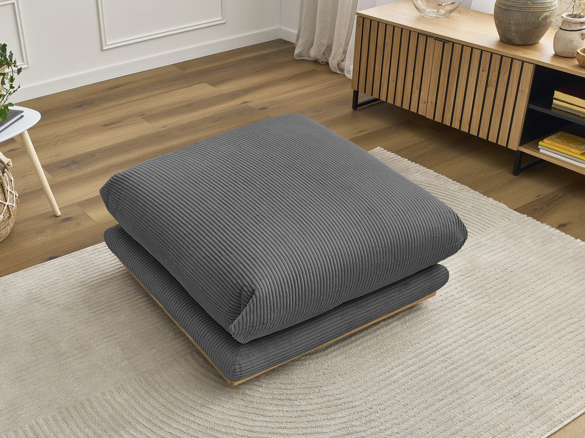 Pouf ERNEST velours côtelé gris foncé — vue 5