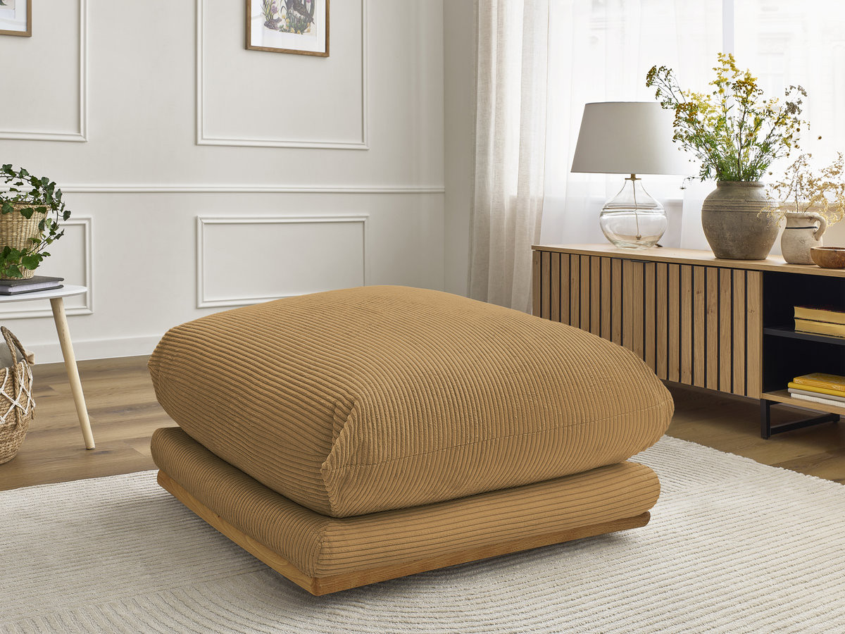 Pouf ERNEST velours côtelé jaune — vue 5