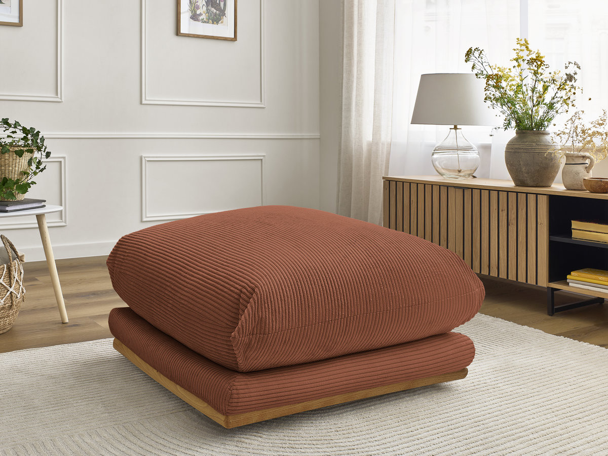 Pouf ERNEST velours côtelé orange