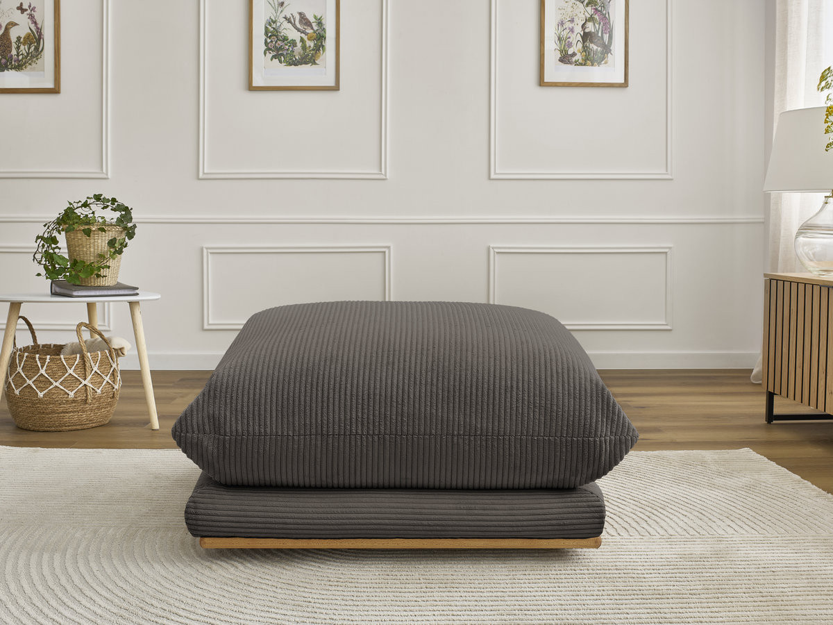 Pouf ERNEST velours côtelé taupe — vue 4