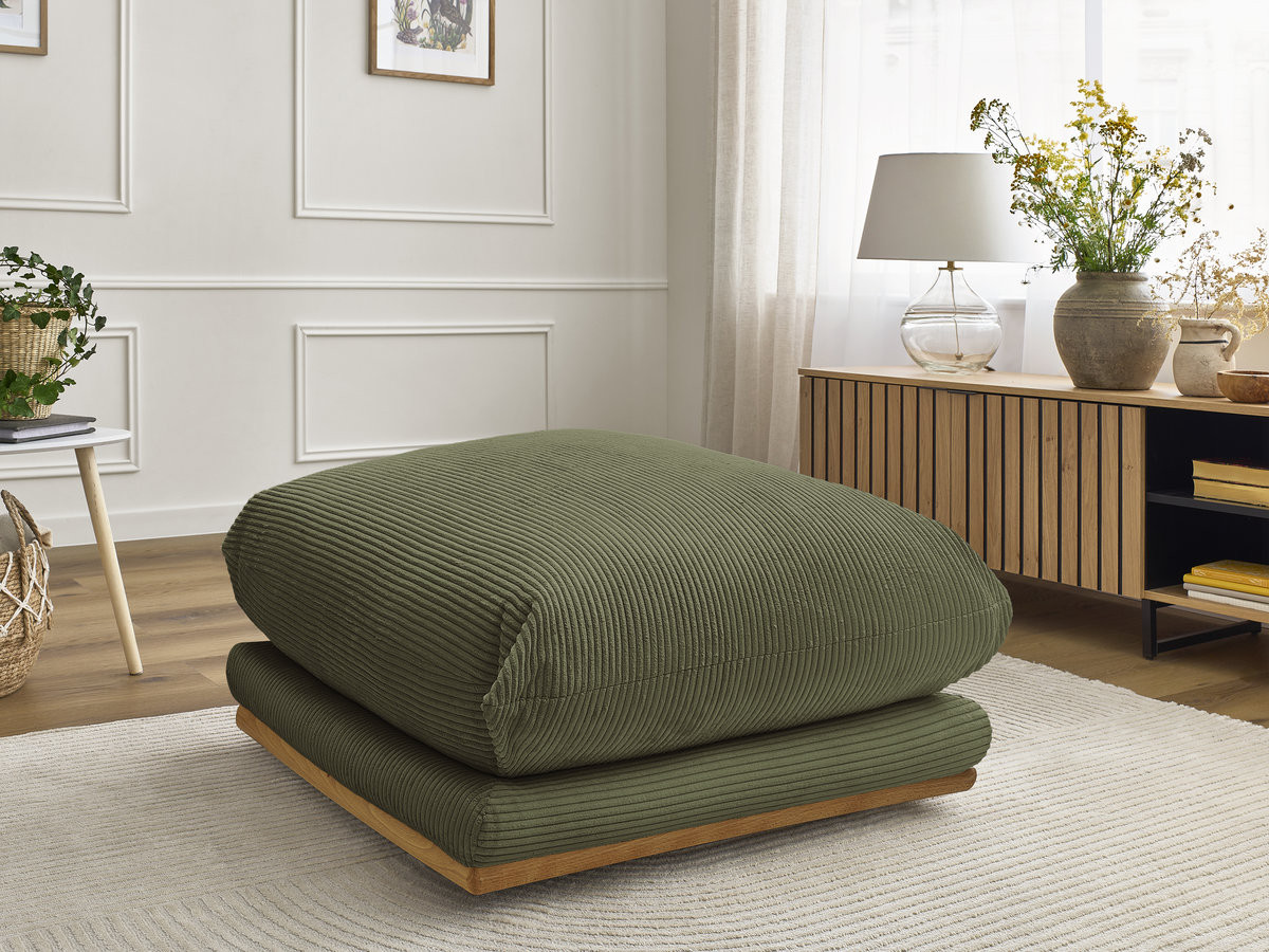 Pouf ERNEST velours côtelé vert