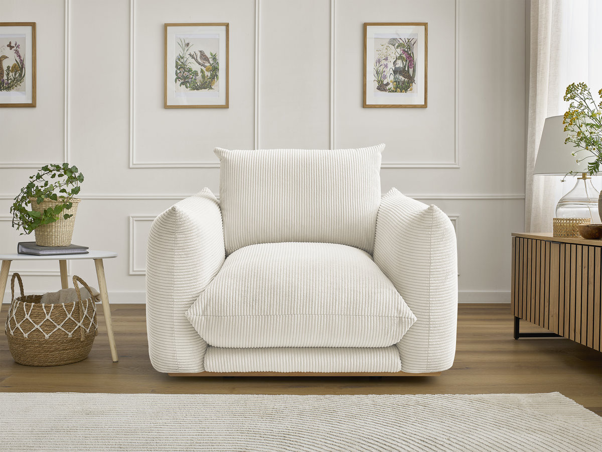 Fauteuil ERNEST velours côtelé beige — vue 4