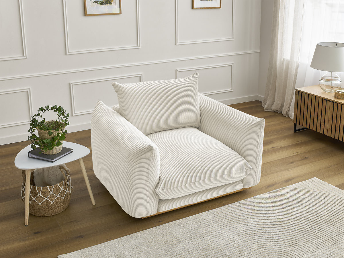 Fauteuil ERNEST velours côtelé beige — vue 5