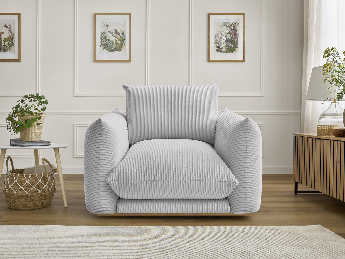 Fauteuil ERNEST velours côtelé gris clair — vue 4
