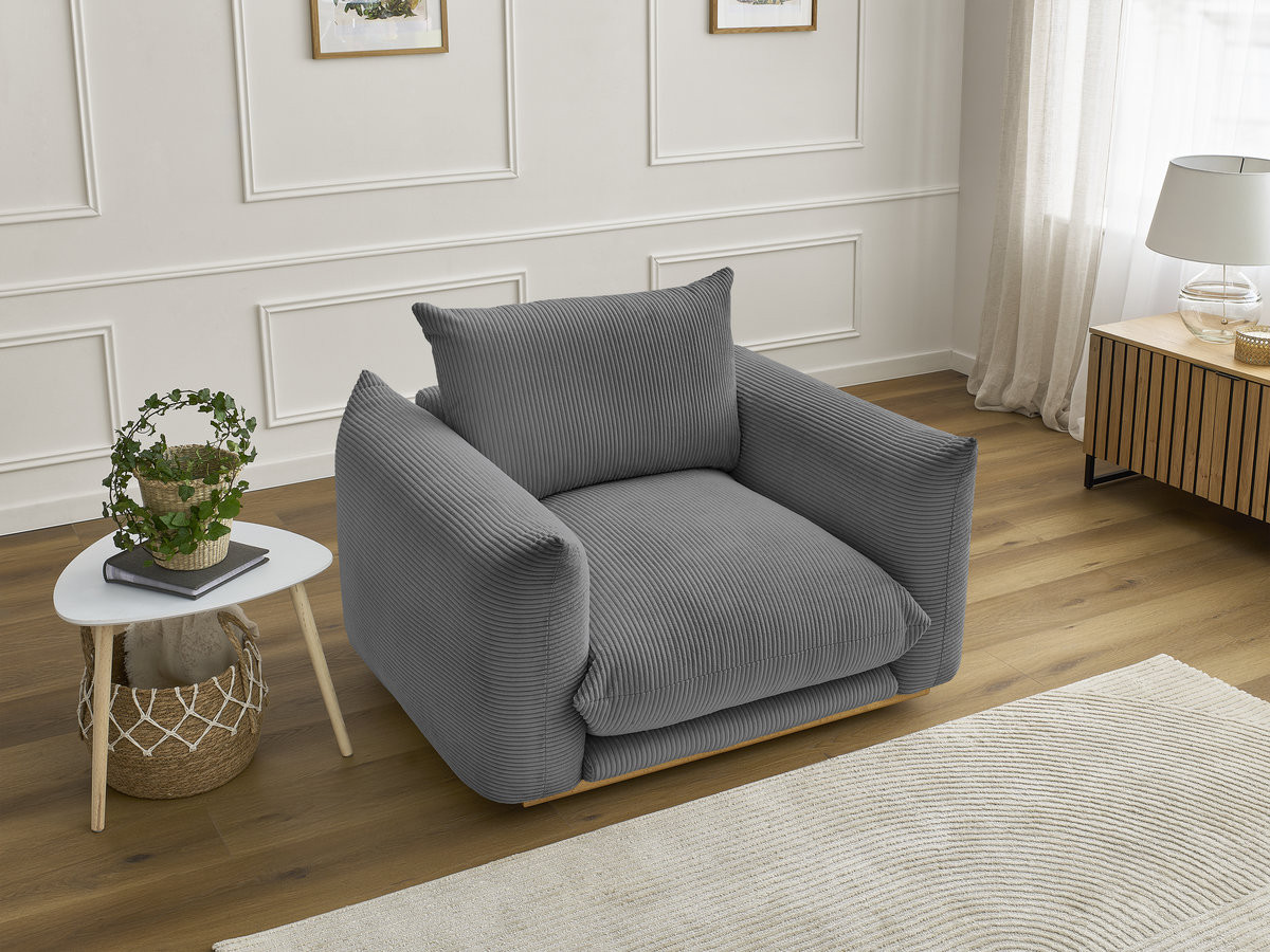 Fauteuil ERNEST velours côtelé gris foncé — vue 5