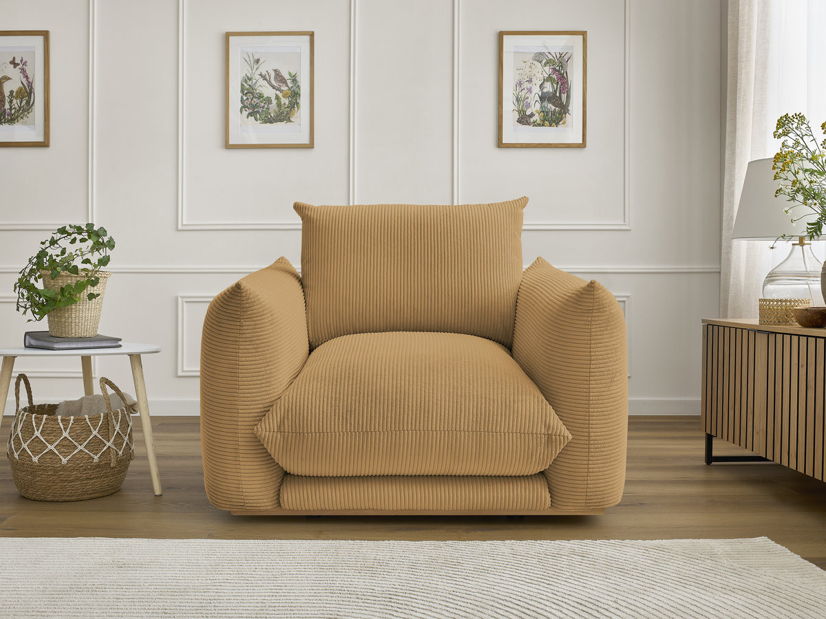 Fauteuil ERNEST velours côtelé jaune — vue 4