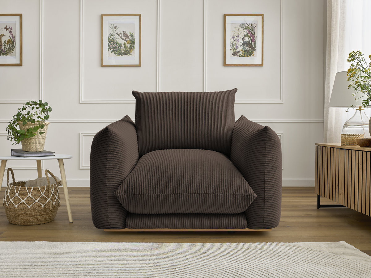 Fauteuil ERNEST velours côtelé marron — vue 4