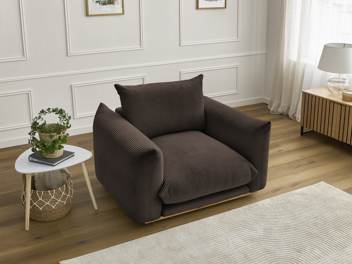 Fauteuil ERNEST velours côtelé marron — vue 5