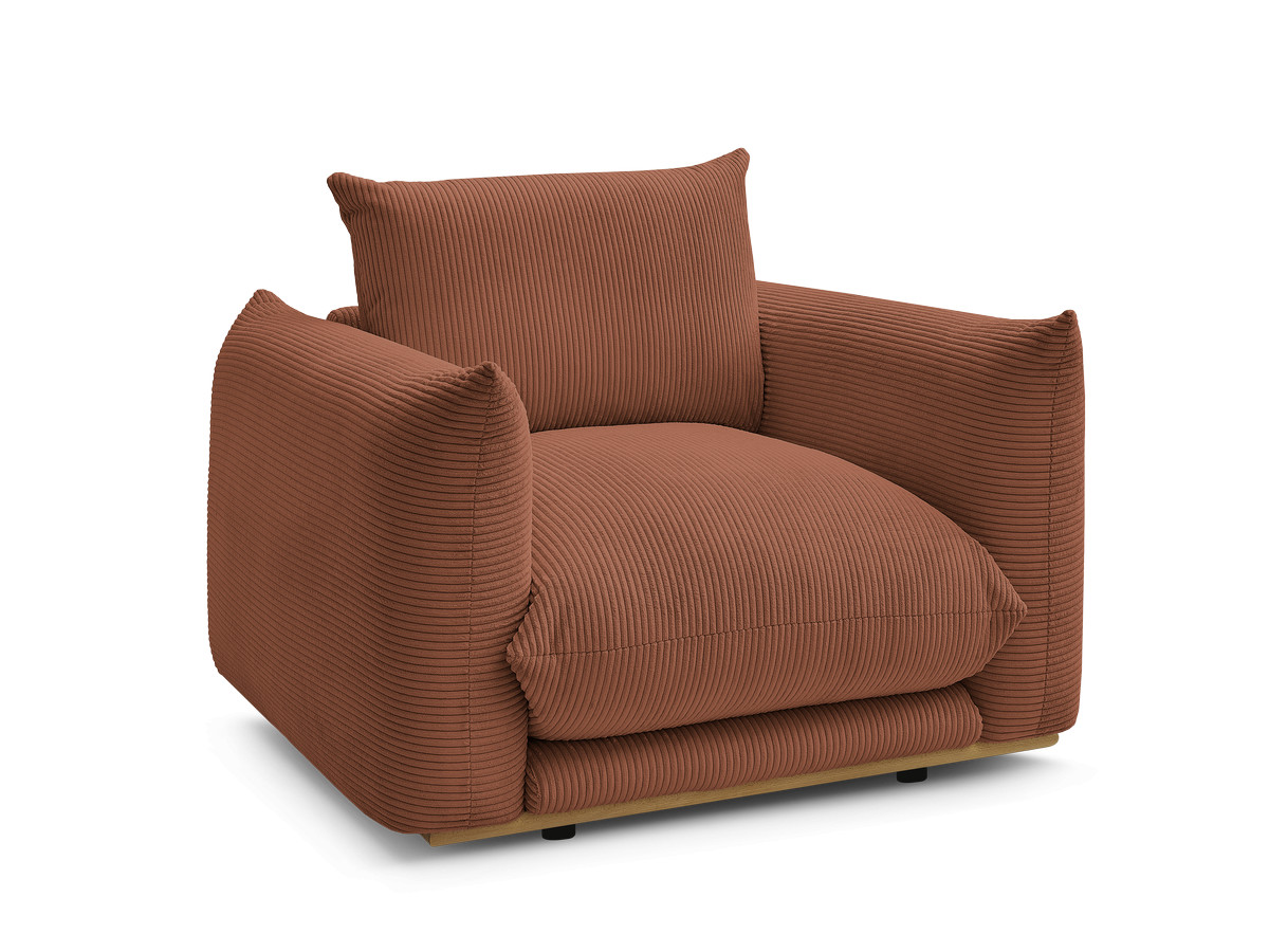 fauteuil ernest tissu velours côtelé de couleur orange