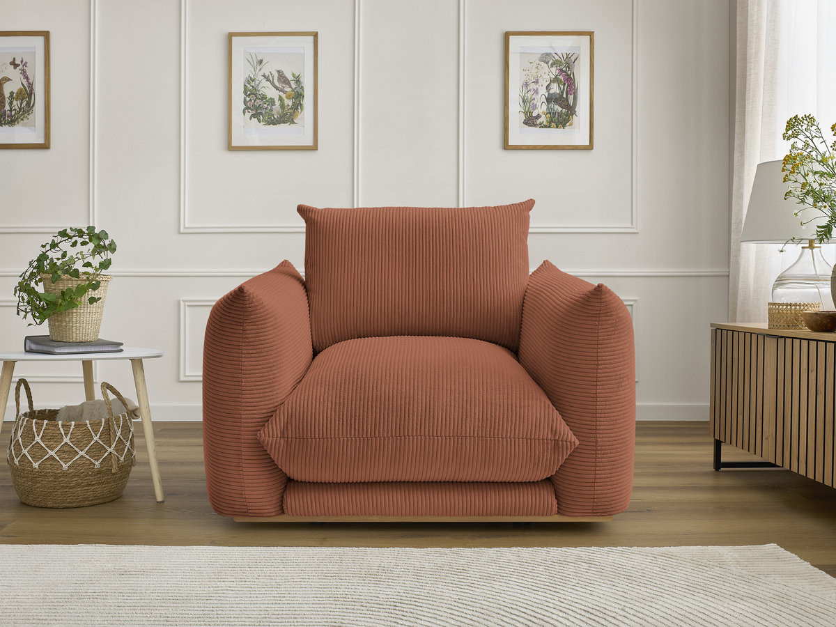 Fauteuil ERNEST velours côtelé orange — vue 4