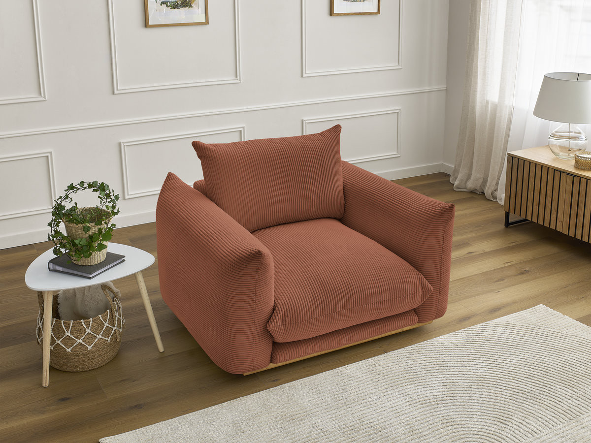 Fauteuil ERNEST velours côtelé orange — vue 5