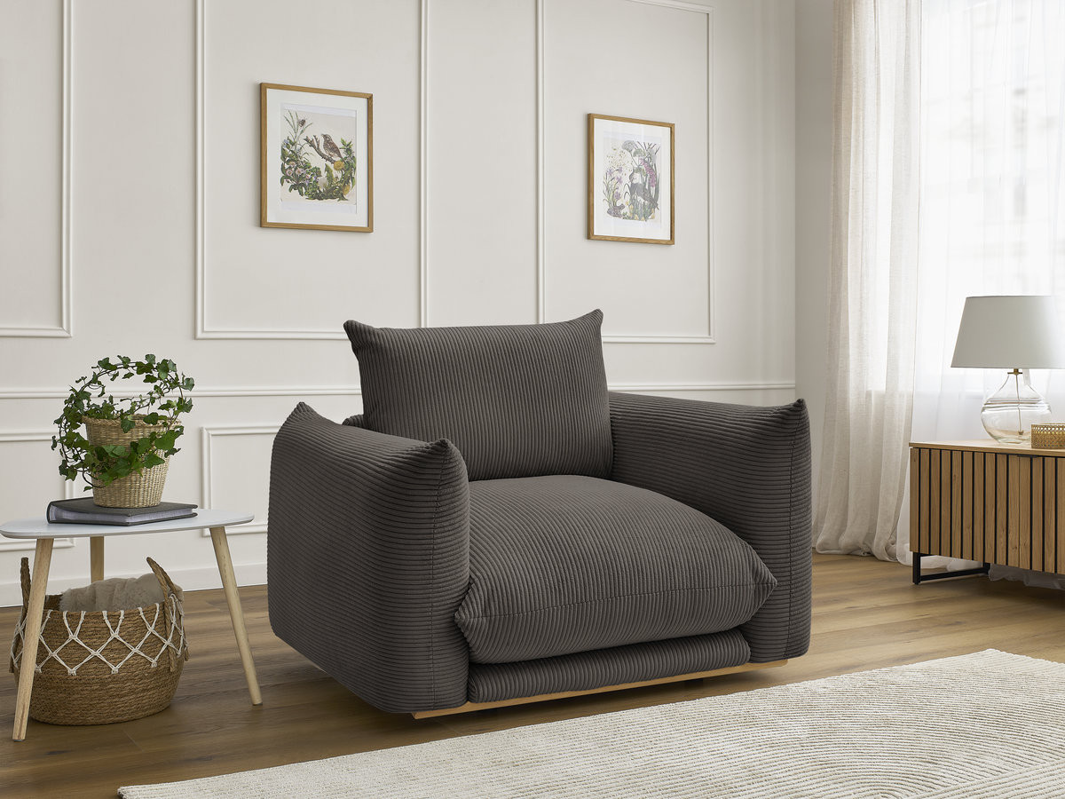 Fauteuil ERNEST velours côtelé taupe