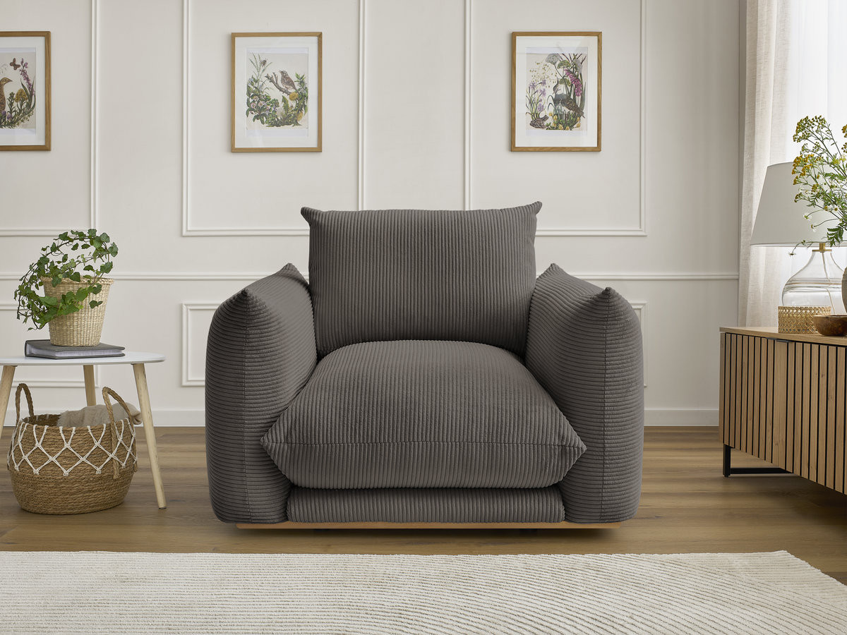 Fauteuil ERNEST velours côtelé taupe — vue 4