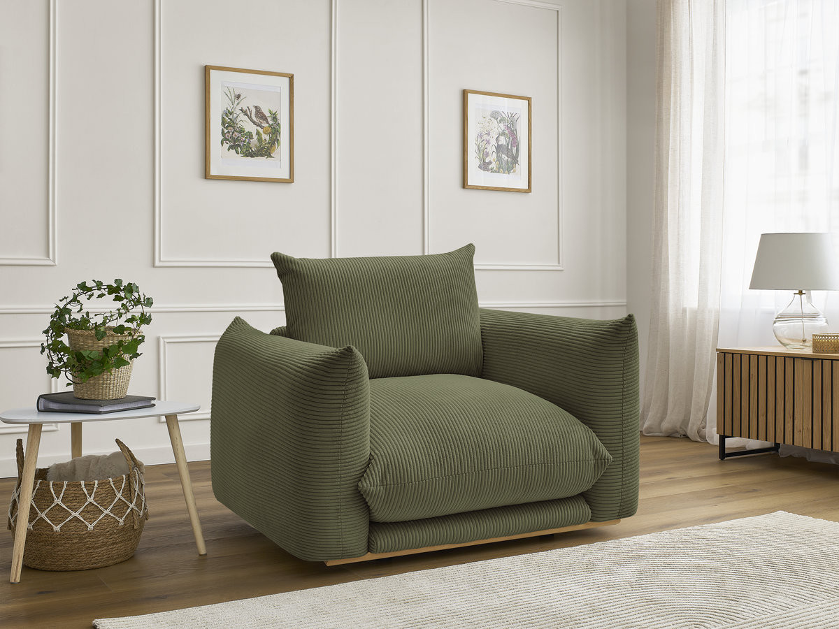 Fauteuil ERNEST velours côtelé vert
