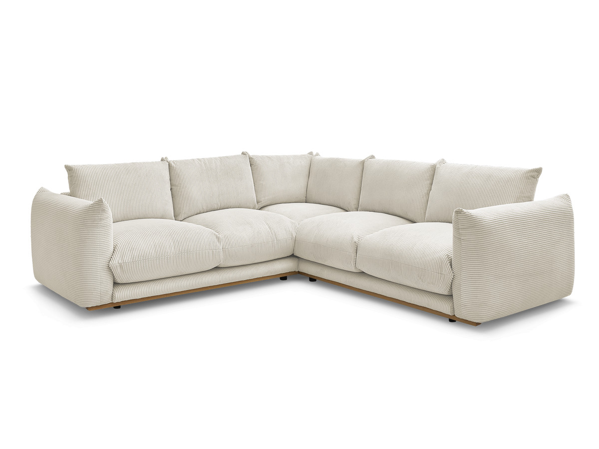 canapé d'angle fixe ernest tissu velours côtelé de couleur beige