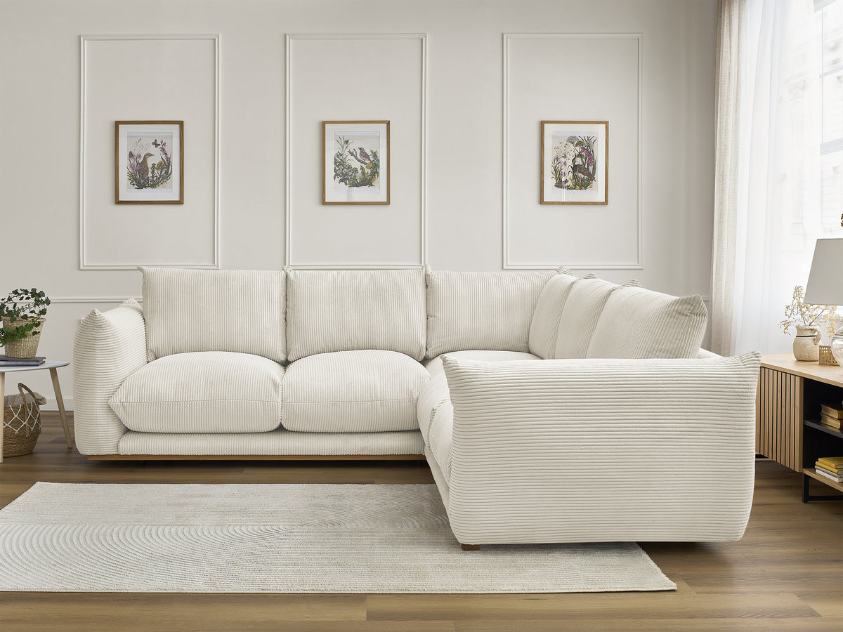 Canapé d'angle ERNEST velours côtelé beige — vue 4