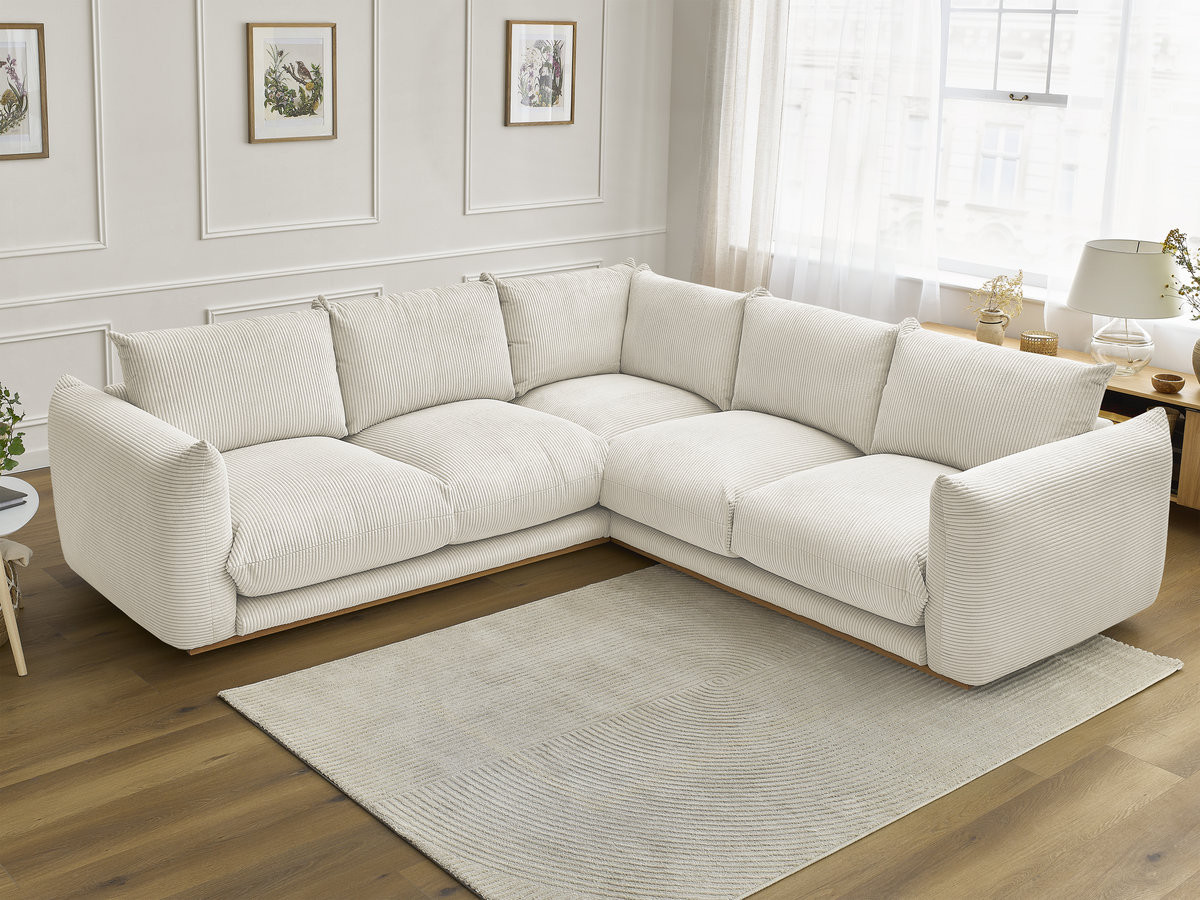 Canapé d'angle ERNEST velours côtelé beige — vue 5