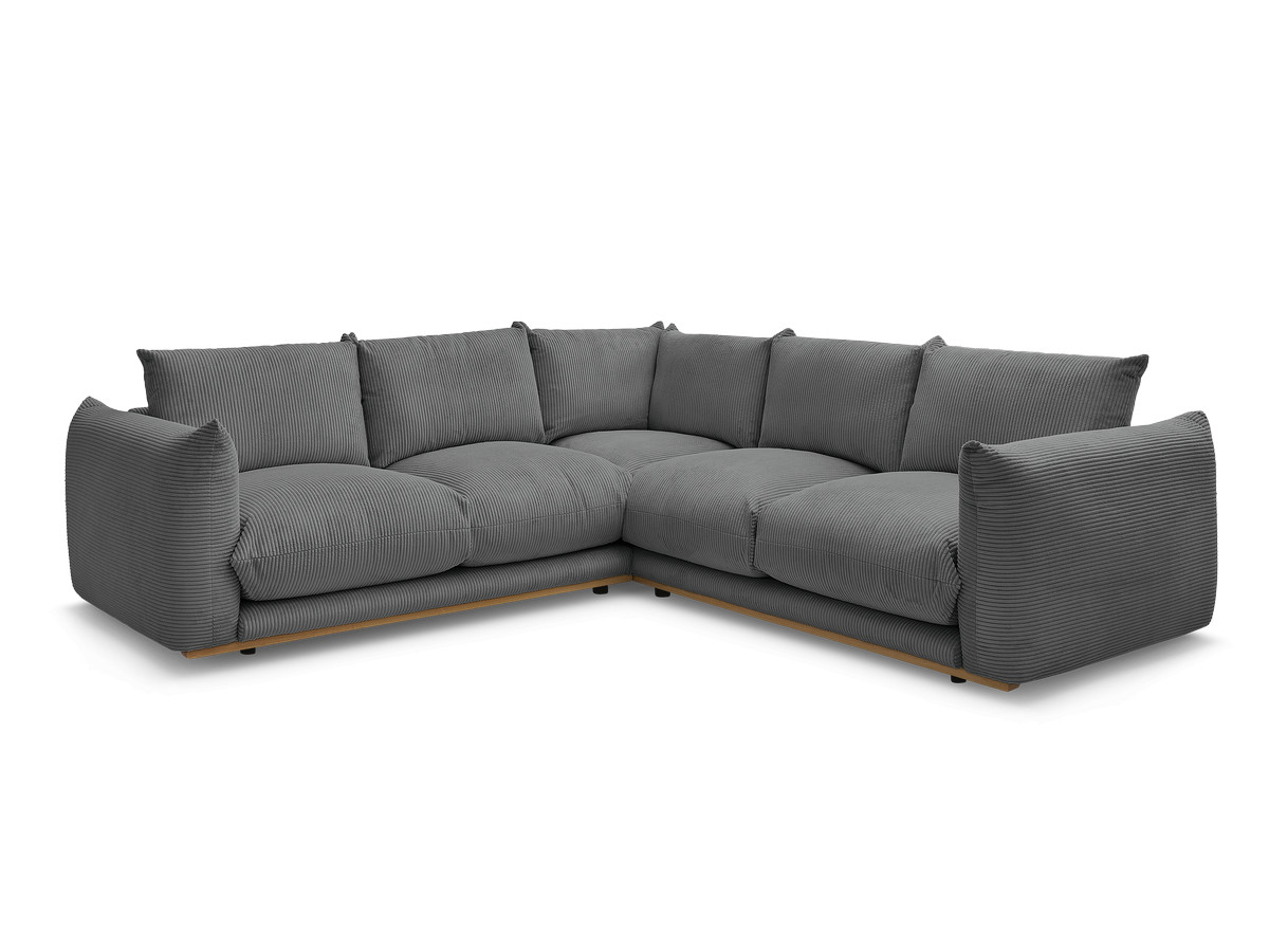 canapé d'angle fixe ernest tissu velours côtelé de couleur gris foncé