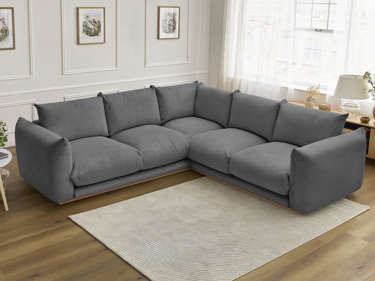 Canapé d'angle ERNEST velours côtelé gris foncé — vue 5