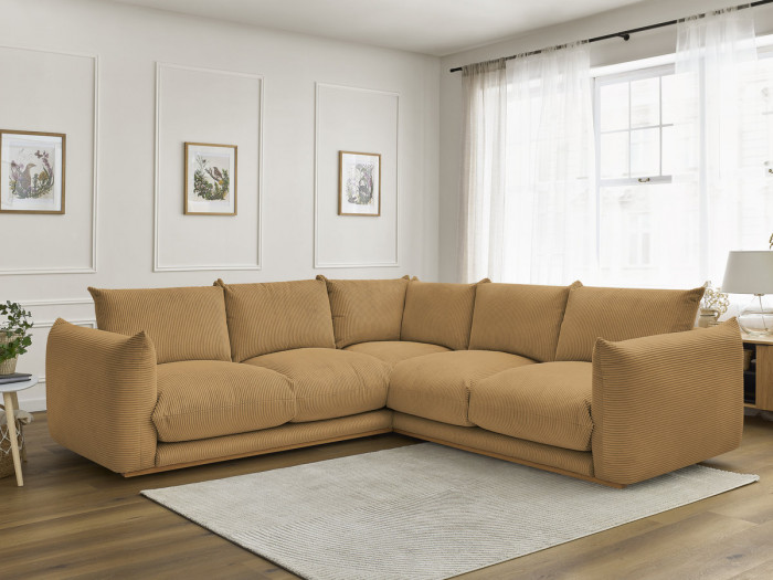 Canapé d'angle fixe ERNEST tissu velours côtelé