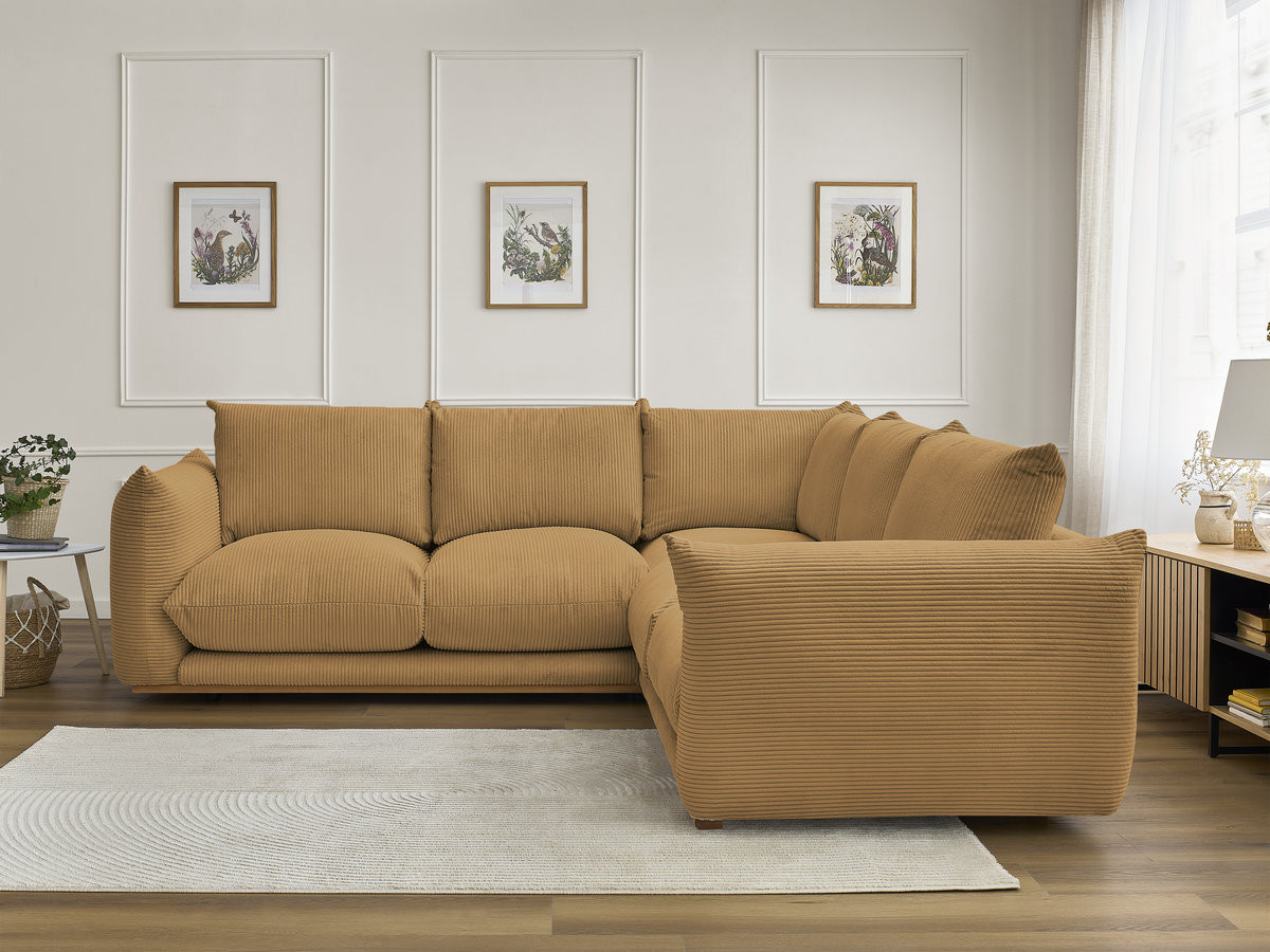 Canapé d'angle ERNEST velours côtelé jaune — vue 4