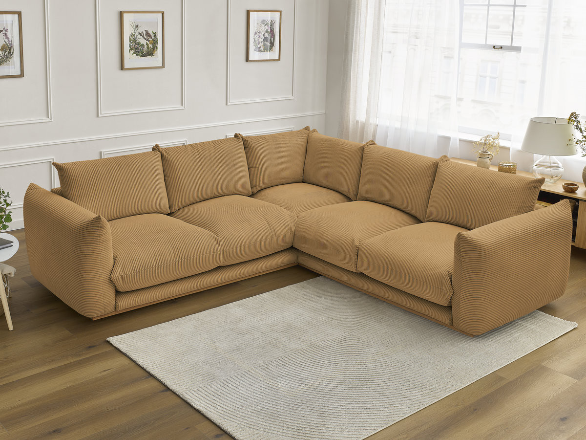 Canapé d'angle ERNEST velours côtelé jaune — vue 5