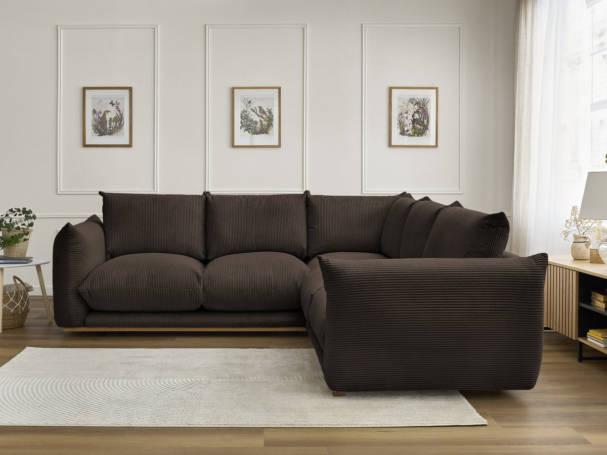 Canapé d'angle ERNEST velours côtelé marron — vue 4