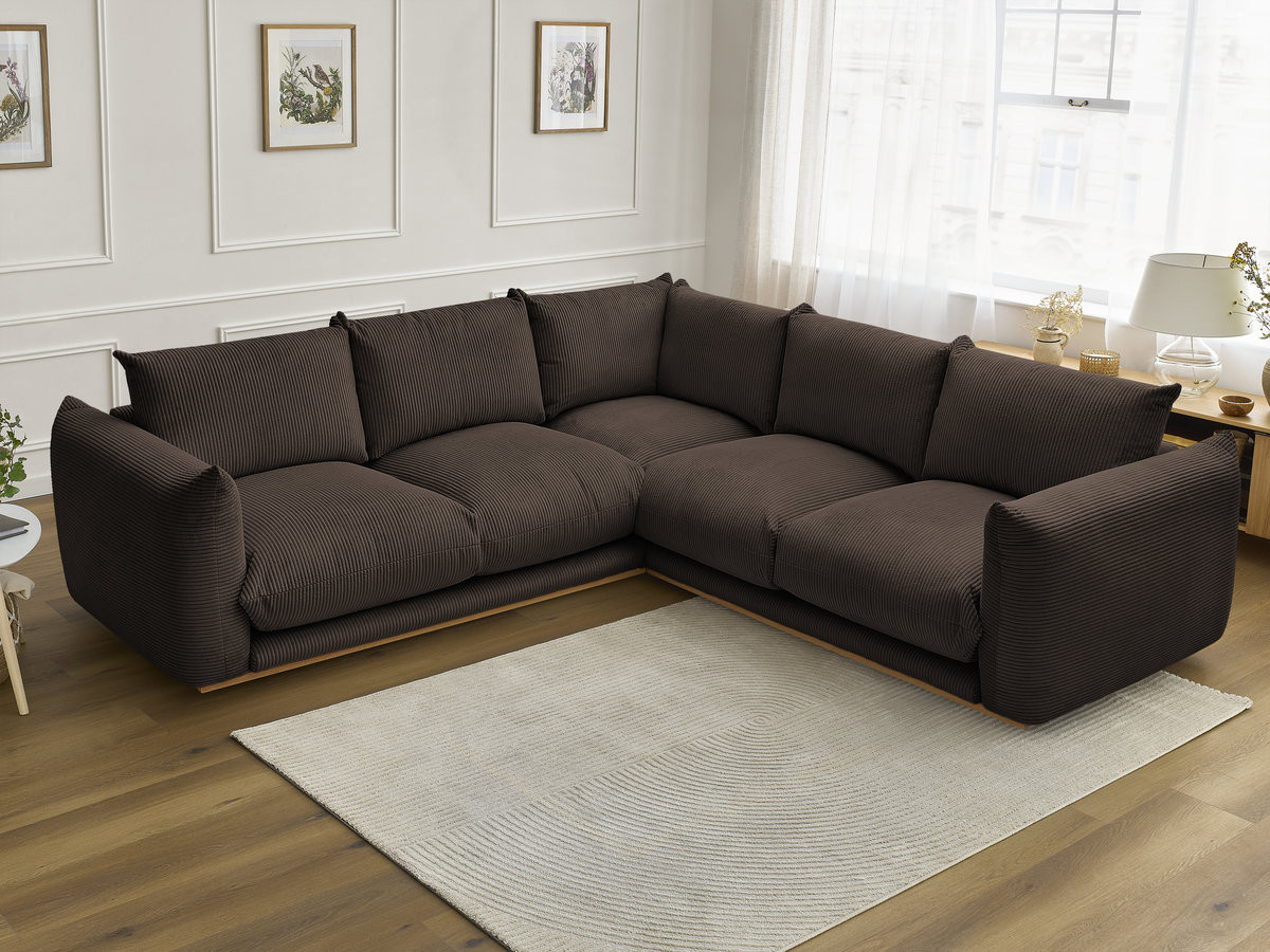 Canapé d'angle ERNEST velours côtelé marron — vue 5
