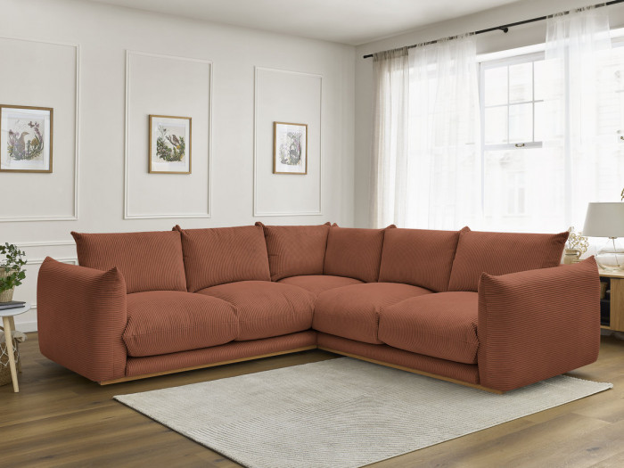 Canapé d'angle fixe ERNEST tissu velours côtelé