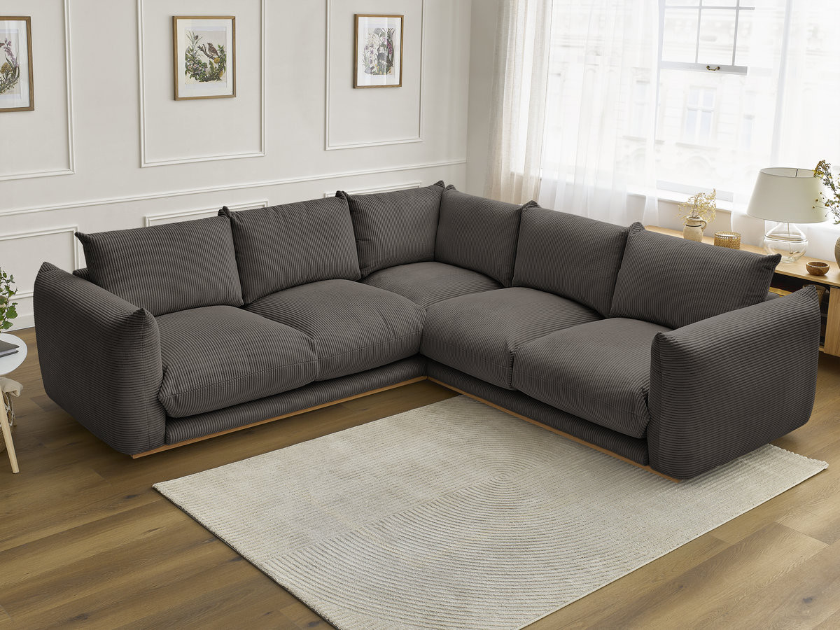Canapé d'angle ERNEST velours côtelé taupe — vue 5