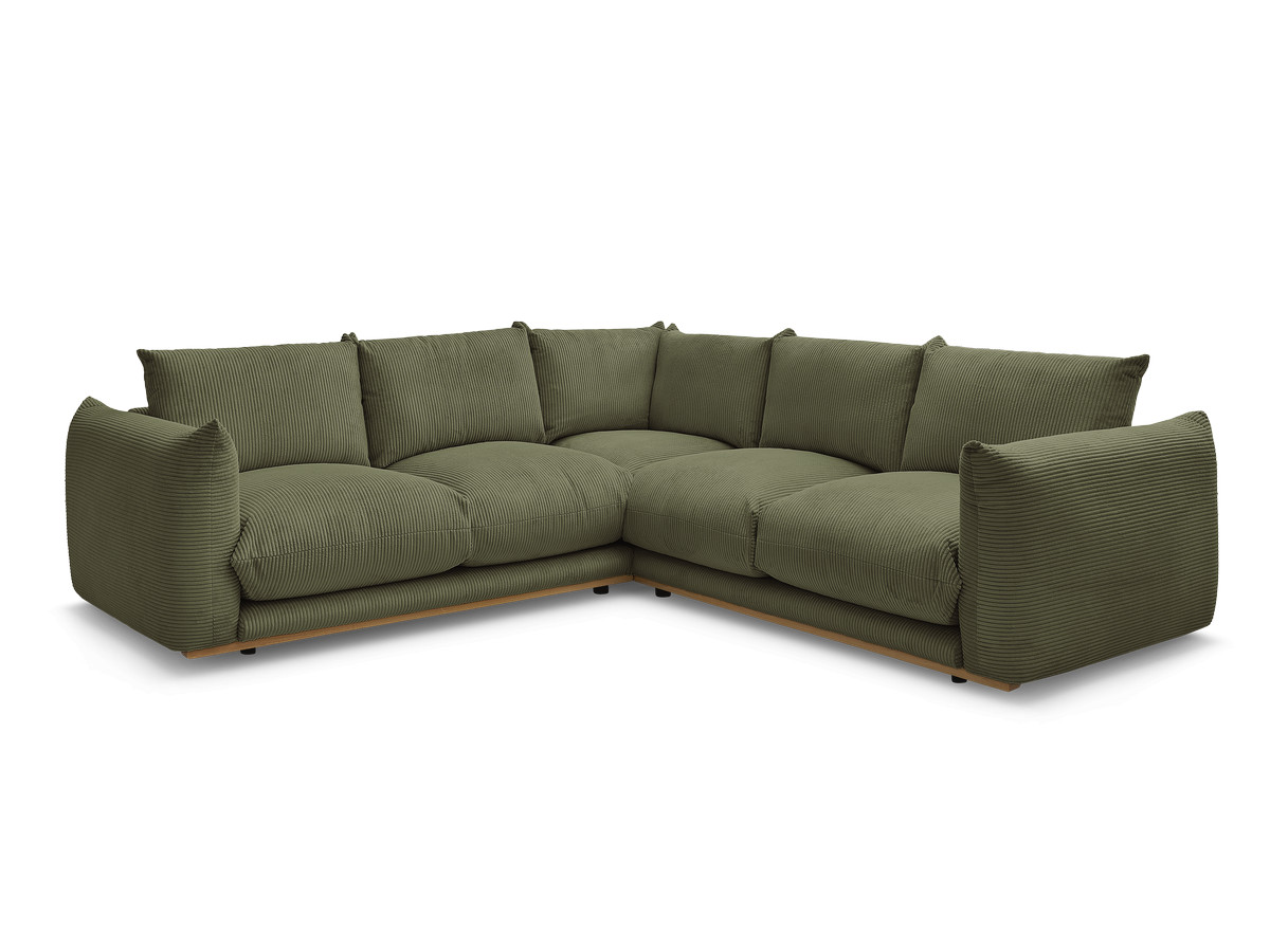 canapé d'angle fixe ernest tissu velours côtelé de couleur vert clair