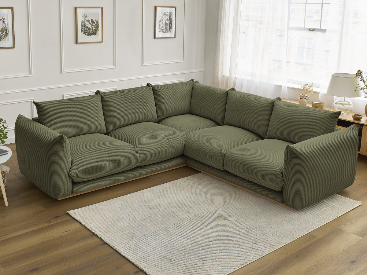 Canapé d'angle ERNEST velours côtelé vert clair — vue 5