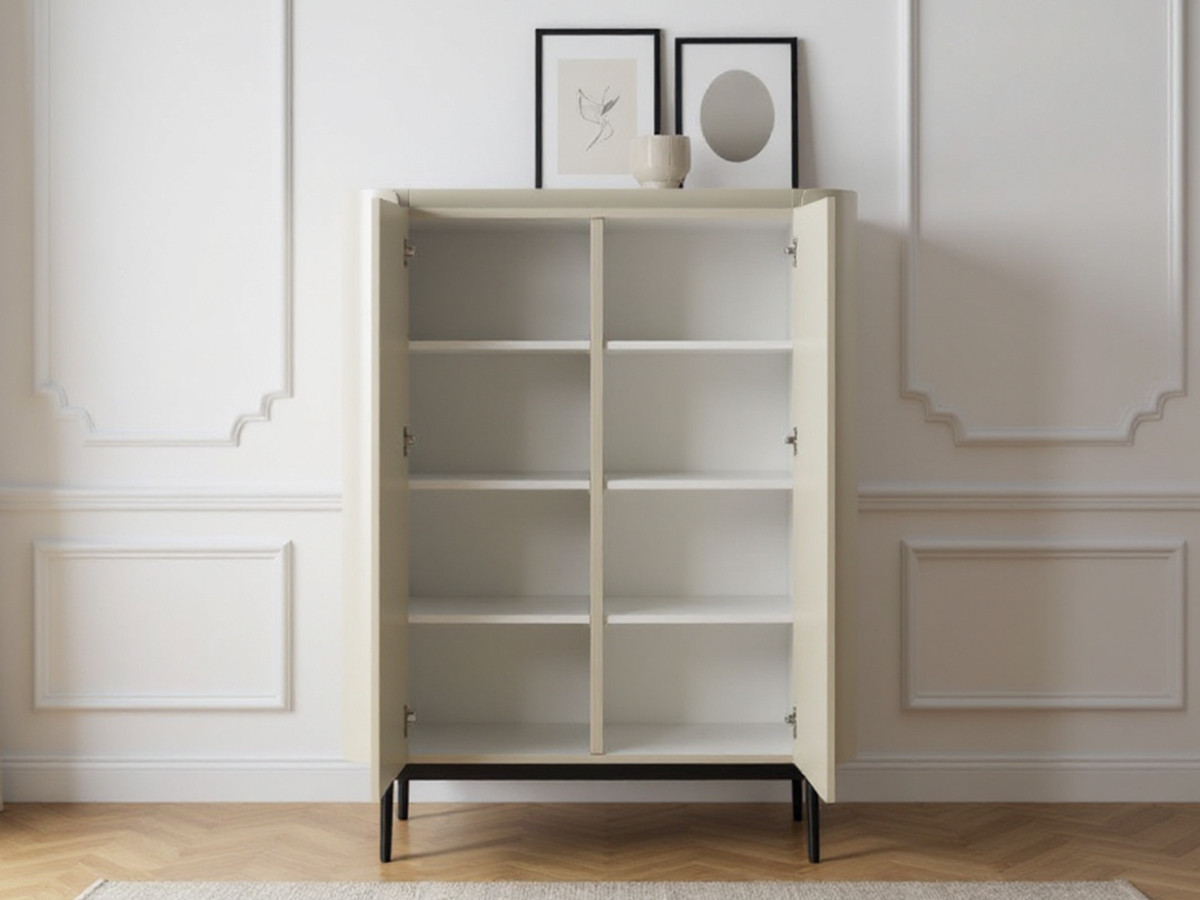 Buffet haut 2 portes 100 cm JAY effet tasseaux beige — vue 5