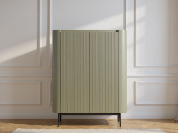 Buffet haut 2 portes 100 cm JAY effet tasseaux