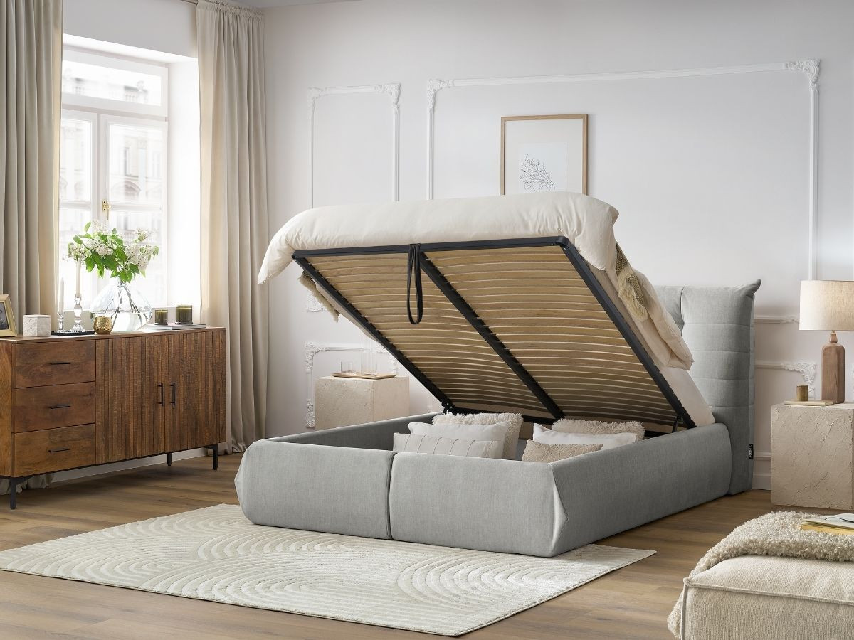 lit coffre clothilde de couleur gris clair