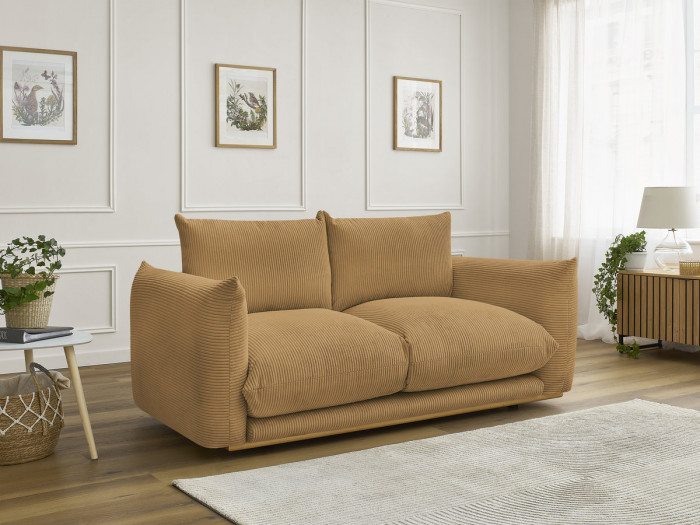 Canapé droit fixe 2 places ERNEST tissu velours côtelé