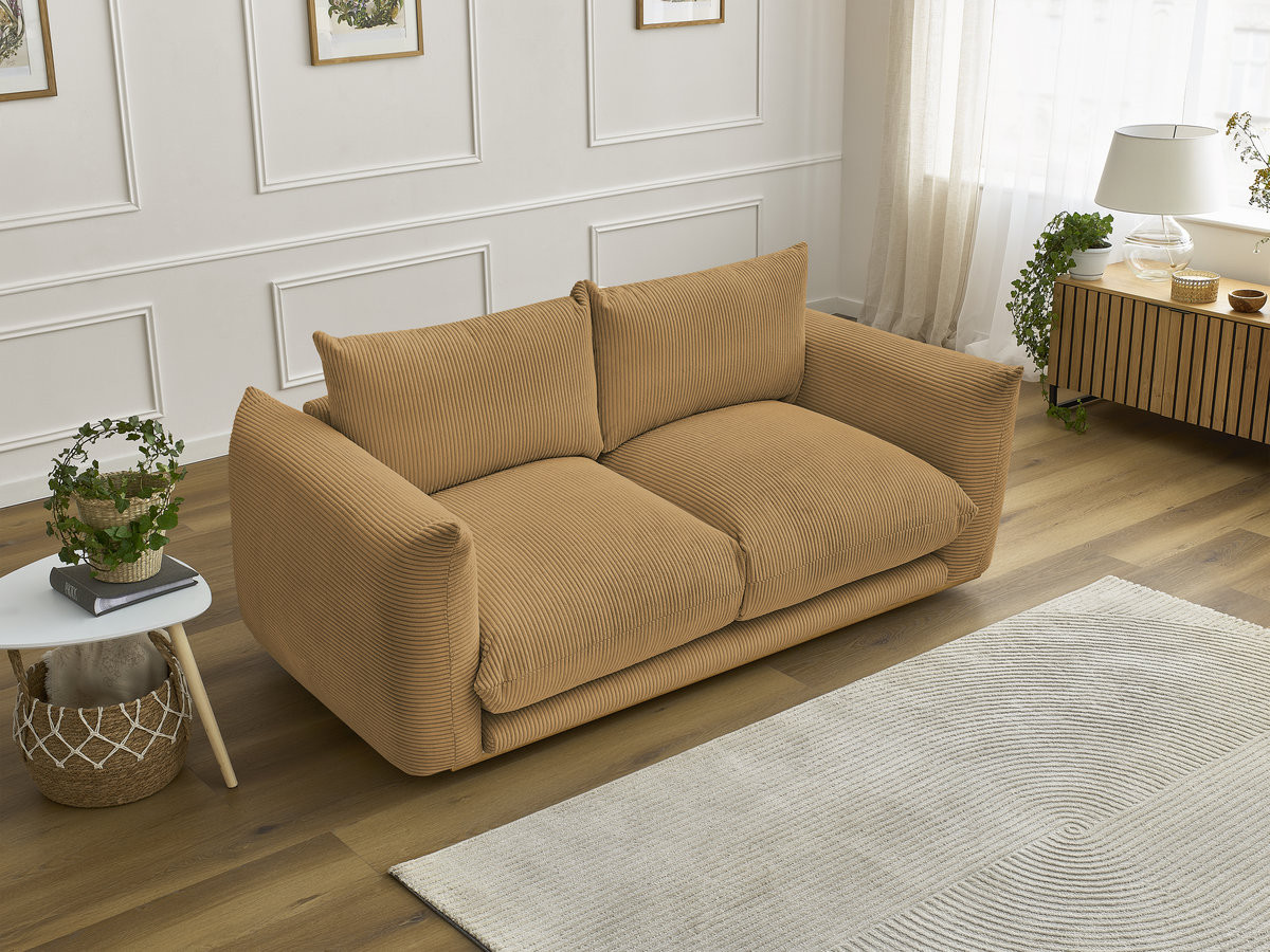 Canapé droit 2 places ERNEST velours côtelé jaune — vue 5