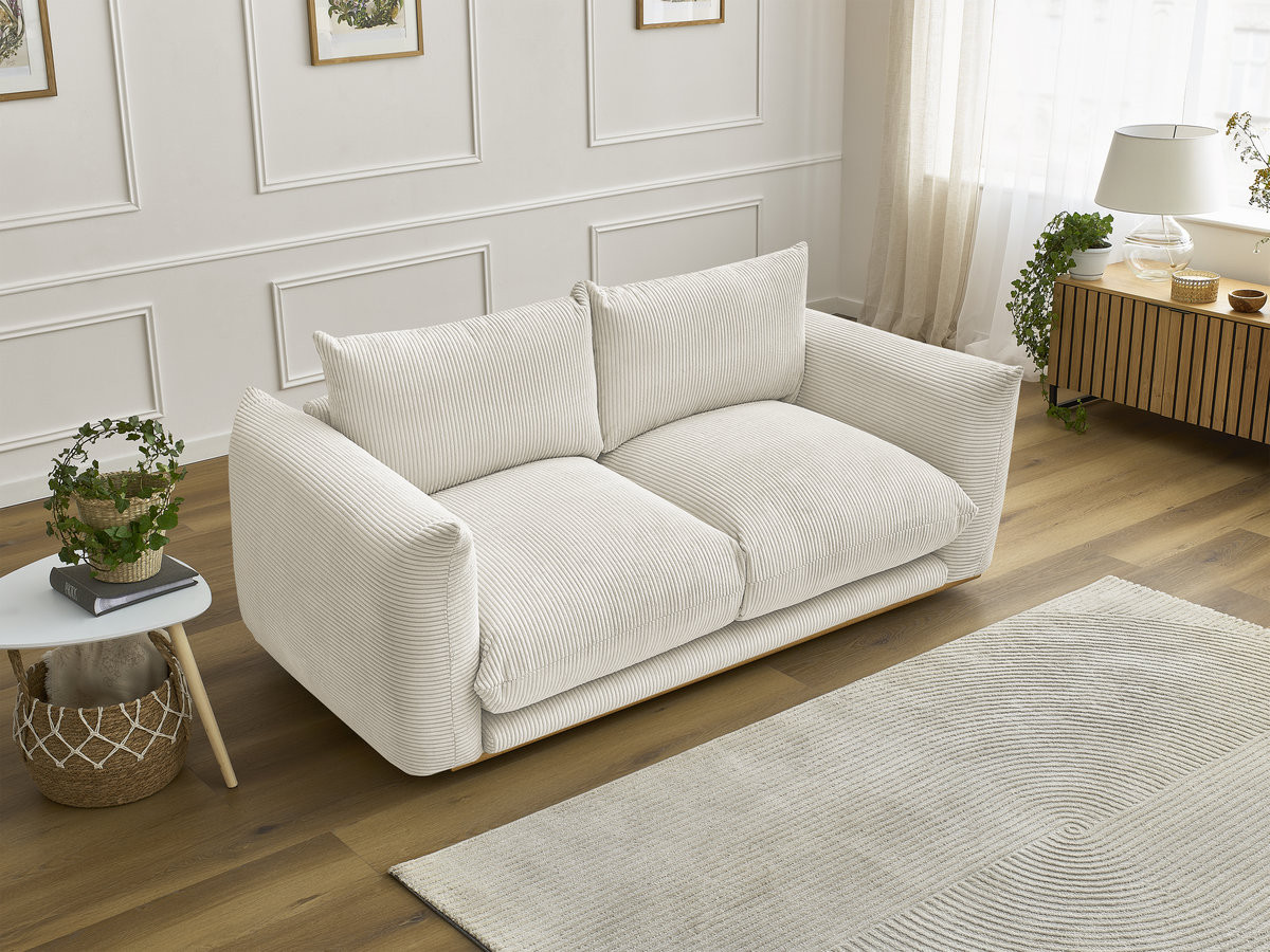 Canapé droit 2 places ERNEST velours côtelé beige — vue 4