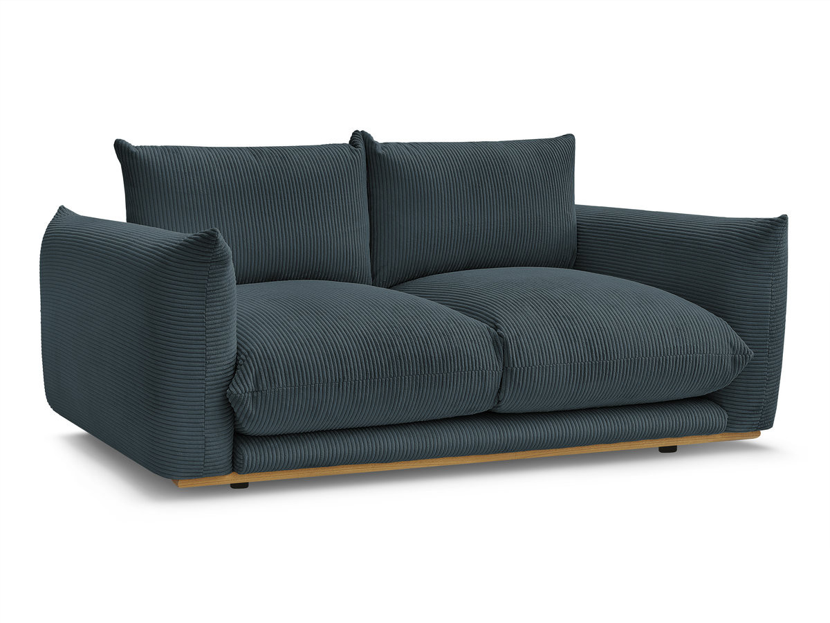 ernest vaste 2-zits rechte bank in corduroy stof gekleurd blauw