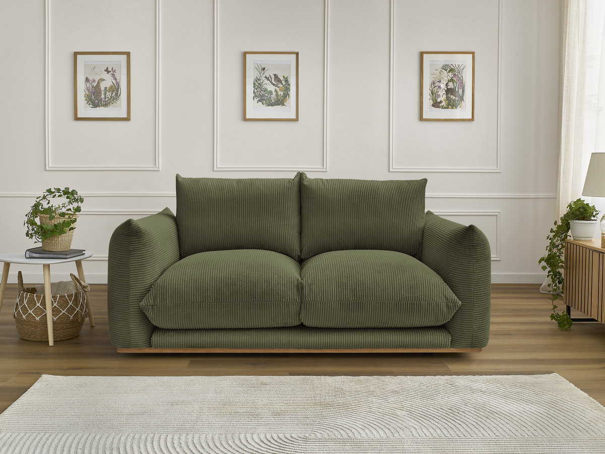 Canapé droit 2 places ERNEST velours côtelé vert — vue 4