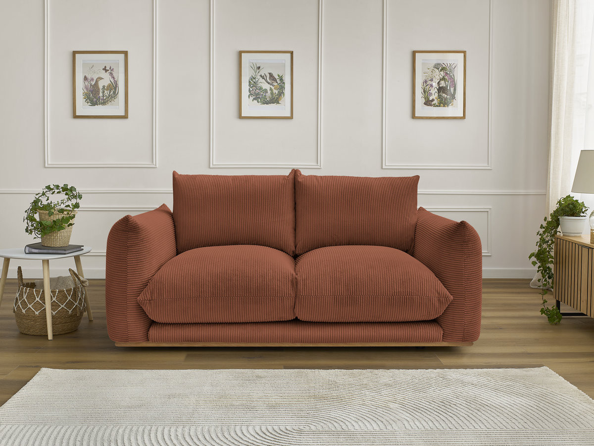 Canapé droit 2 places ERNEST velours côtelé orange — vue 4
