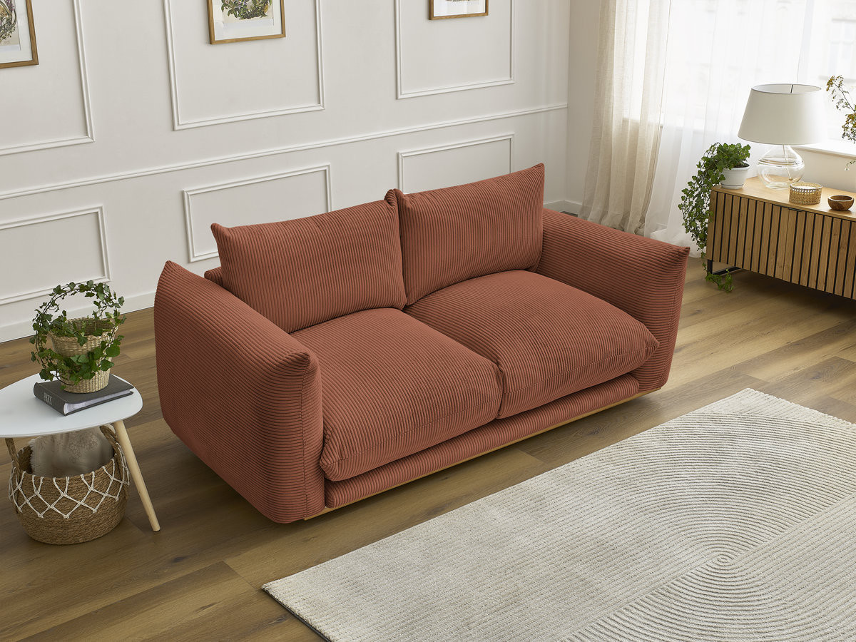 Canapé droit 2 places ERNEST velours côtelé orange — vue 5