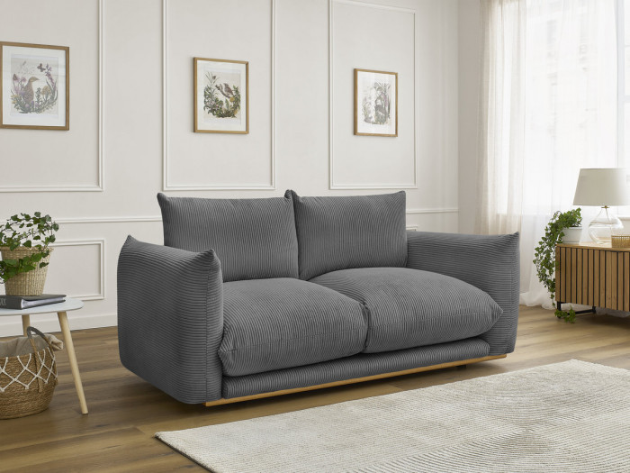 Canapé droit fixe 2 places ERNEST tissu velours côtelé