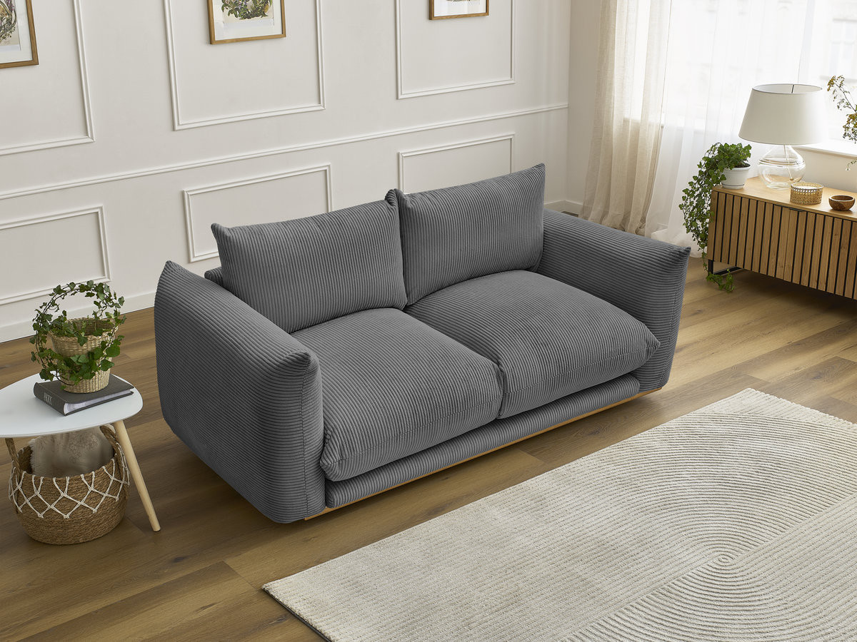 Canapé droit 2 places ERNEST velours côtelé gris foncé — vue 5