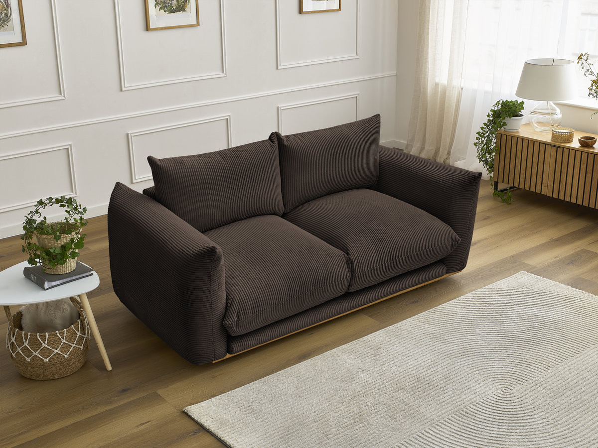 Canapé droit 2 places ERNEST velours côtelé marron — vue 5