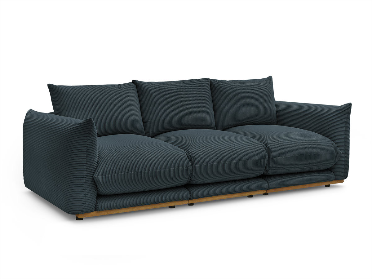 ernest vaste 3-zits rechte bank in corduroy stof gekleurd blauw