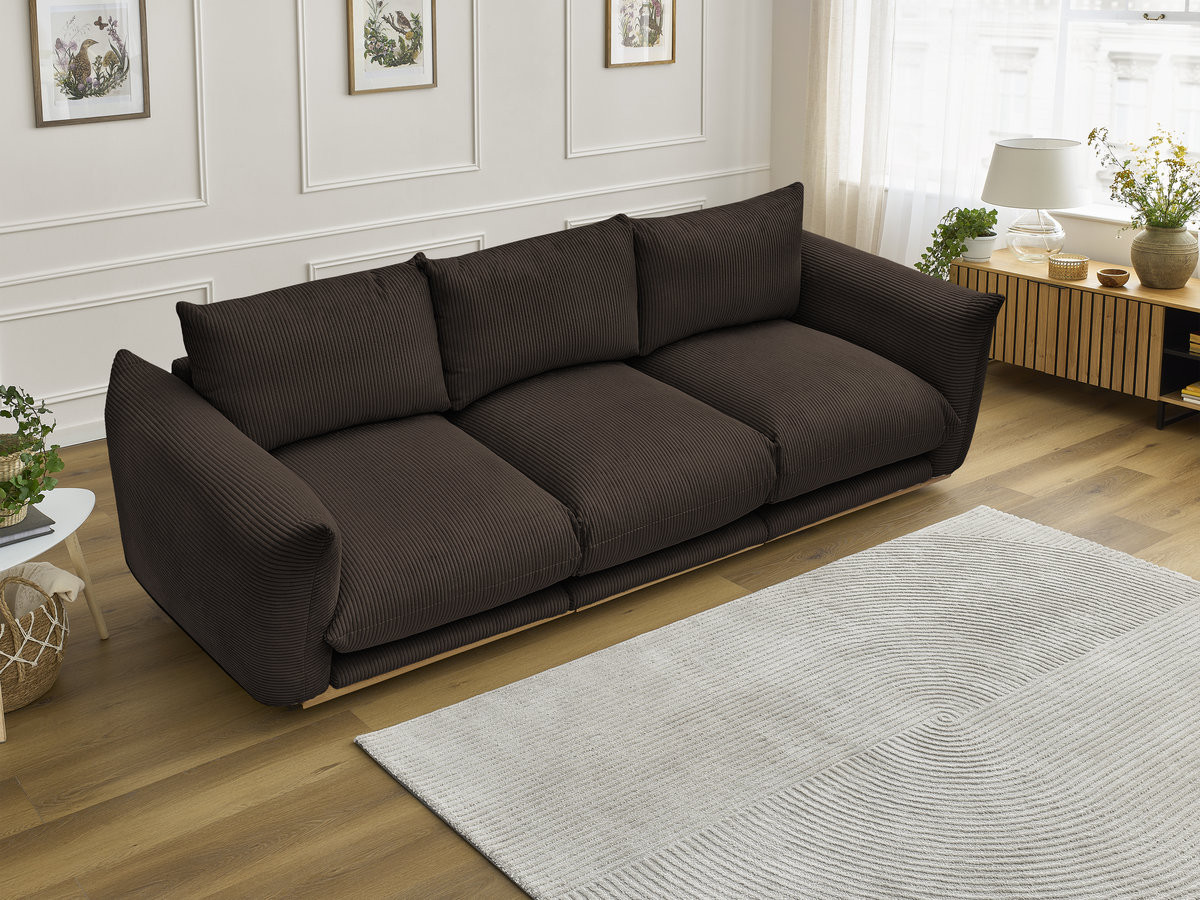 Canapé droit 3 places ERNEST velours côtelé marron — vue 5