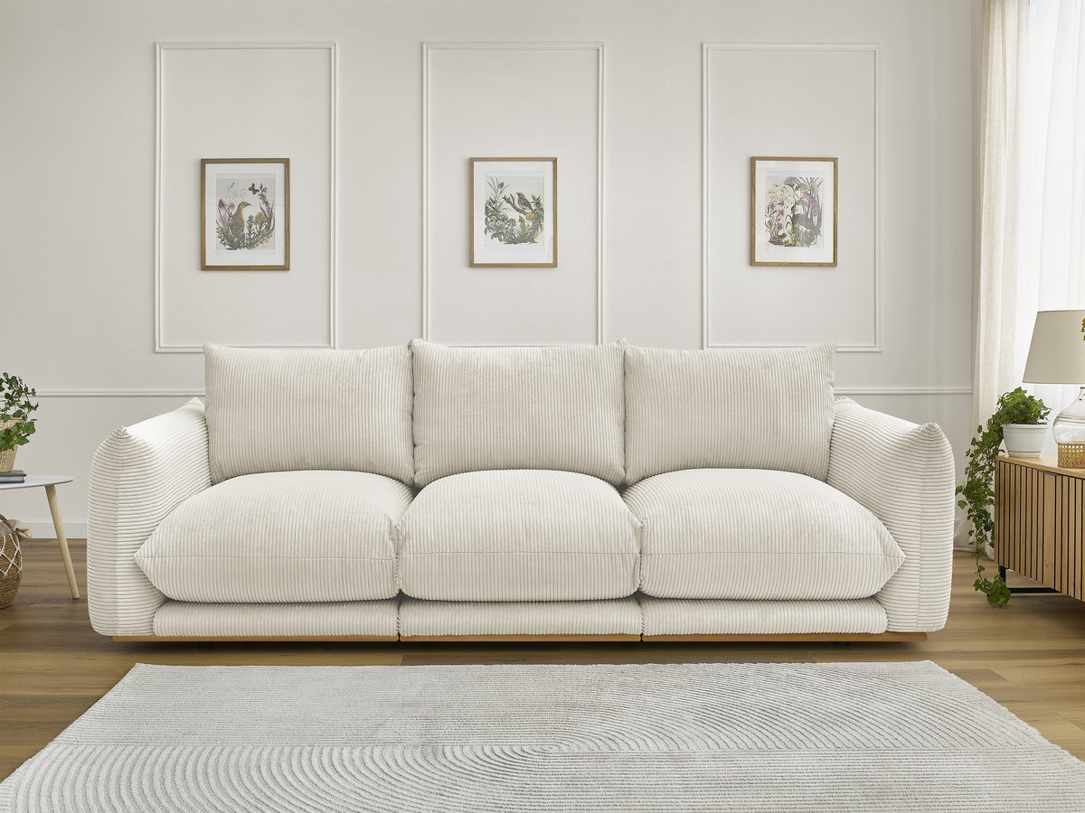 Canapé droit 3 places ERNEST velours côtelé beige — vue 4